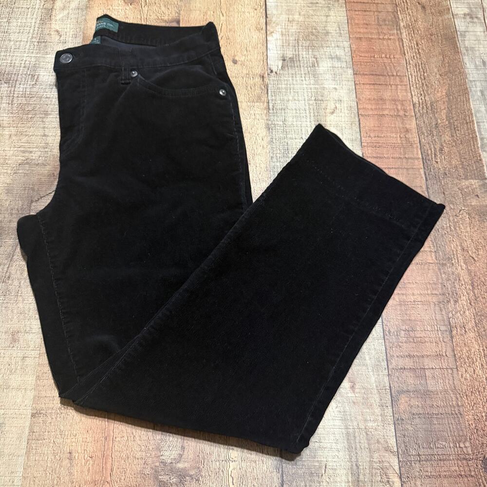 LRL Lauren Jeans Wmns Black Straight Leg Corduroy Pants Sz 8 Classic Preppy NOTE